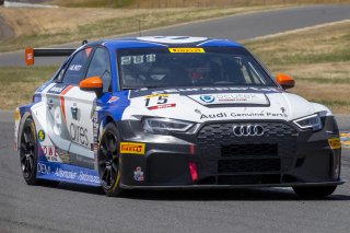 #15, eEuroparts.com ROWE Racing, Audi Sport RS3 LMS (DSG), Bryan Putt, eEuroparts.com, ROWE Motor Oil, Audi Genuine Parts, Aires, OcuTek, SRO at Sonoma Raceway, Sonoma CA
 | Brian Cleary/SRO
