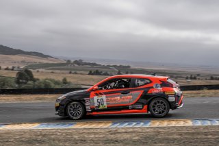 #50 Hyundai Veloster Turbo of Luke Lange, Copeland Motorsports, TCA, SRO America, Sonoma Raceway, Sonoma CA, Aug 2020.
 | Brian Cleary/SRO