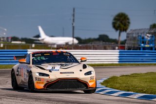 #8 Aston Martin Vantage AMR GT4 of Elias Sabo and Andy Lee, Flying Lizards Motorsports, GT4 America, Pro-Am, SRO America, Sebring Int’l Raceway, Sebring Florida, September 2022
 | Regis Lefebure/SRO