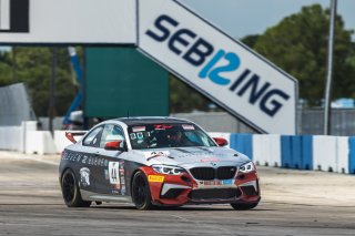 #44 BMW M2 CS (Cup) of Colin Garrett, Rooster Hall Racing, TC America, TCX, SRO America, Sebring International Raceway, Sebring, FL, September 2022.
 | Fabian Lagunas/SRO             