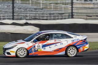 #33 Hyundai Elantra N-Line, of Tyler Delgado, BRYAN HERTA AUTOSPORT W/ CURB-AGAJANIAN, TC America, TCA, SRO America, Indianapolis Motor Speedway, Indianapolis, Indiana, Oct 2022.
 | Brian Cleary/SRO