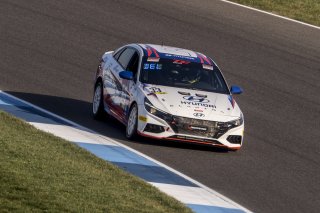 #33 Hyundai Elantra N-Line, of Tyler Delgado, BRYAN HERTA AUTOSPORT W/ CURB-AGAJANIAN, TC America, TCA, SRO America, Indianapolis Motor Speedway, Indianapolis, Indiana, Oct 2022.
 | Brian Cleary/SRO