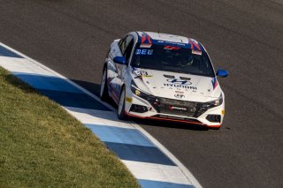 #33 Hyundai Elantra N-Line, of Tyler Delgado, BRYAN HERTA AUTOSPORT W/ CURB-AGAJANIAN, TC America, TCA, SRO America, Indianapolis Motor Speedway, Indianapolis, Indiana, Oct 2022.
 | Brian Cleary/SRO