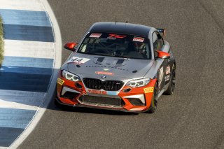 #44 BMW M2 CS (Cup) of Colin Garrett, Rooster Hall Racing, TC America, TCX, SRO America, Indianapolis Motor Speedway, Indianapolis, Indiana, Oct 2022.
 | Brian Cleary/SRO