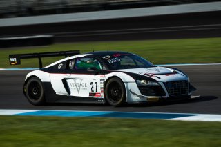 #27 Audi R8 LMS of Jason Daskalos, Daskolas Motorsports, GT America Powered by AWS, SRO3, SRO America, Indianapolis Motor Speedway, Indianapolis, Indiana, Oct 2022.
 | Fabian Lagunas/SRO        