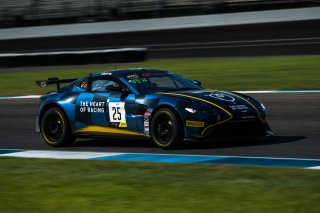 #25 Aston Martin Vantage GT4 of Gray Newell, Heart of Racing Team, GT America Powered by AWS, GT4, SRO America, Indianapolis Motor Speedway, Indianapolis, Indiana, Oct 2022.
 | Fabian Lagunas/SRO        