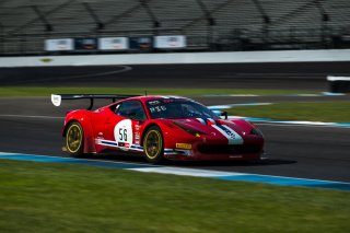 #56 Ferrari 458 Italia GT3 of Andy Pilgrim, SKI Autosports, GT America Powered by AWS, SRO3, SRO America, Indianapolis Motor Speedway, Indianapolis, Indiana, Oct 2022.
 | Fabian Lagunas/SRO        