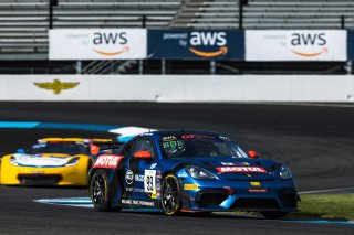#99 Porsche 718 Cayman GT4 RS Clubsport of Robb Holland, Rotek Racing, GT America Powered by AWS, GT4, SRO America, Indianapolis Motor Speedway, Indianapolis, Indiana, Oct 2022.
 | Fabian Lagunas/SRO        