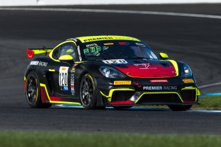 #120 Porsche 718 Cayman GT4 RS Clubsport of Adam Adelson, Premier Racing, GT America Powered by AWS, GT4, SRO America, Indianapolis Motor Speedway, Indianapolis, Indiana, Oct 2022.
 | Fabian Lagunas/SRO        