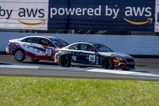 #44 BMW M2 CS (Cup) of Colin Garrett, Rooster Hall Racing, TC America, TCX, SRO America, Indianapolis Motor Speedway, Indianapolis, Indiana, Oct 2022.
 | Brian Cleary/SRO