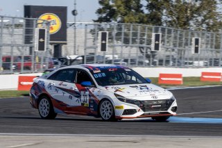#33 Hyundai Elantra N-Line, of Tyler Delgado, BRYAN HERTA AUTOSPORT W/ CURB-AGAJANIAN, TC America, TCA, SRO America, Indianapolis Motor Speedway, Indianapolis, Indiana, Oct 2022.
 | Brian Cleary/SRO
