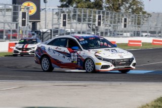 #33 Hyundai Elantra N-Line, of Tyler Delgado, BRYAN HERTA AUTOSPORT W/ CURB-AGAJANIAN, TC America, TCA, SRO America, Indianapolis Motor Speedway, Indianapolis, Indiana, Oct 2022.
 | Brian Cleary/SRO