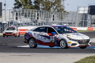 #33 Hyundai Elantra N-Line, of Tyler Delgado, BRYAN HERTA AUTOSPORT W/ CURB-AGAJANIAN, TC America, TCA, SRO America, Indianapolis Motor Speedway, Indianapolis, Indiana, Oct 2022.
 | Brian Cleary/SRO