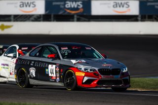 #44 BMW M2 CS (Cup) of Colin Garrett, Rooster Hall Racing, TC America, TCX, SRO America, Indianapolis Motor Speedway, Indianapolis, Indiana, Oct 2022.
 | Fabian Lagunas/SRO        