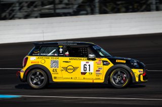 #61 Mini Cooper 2019 - JCW New of Christian Perocarpi, MINI JCW Team, TC America, TCA, SRO America, Indianapolis Motor Speedway, Indianapolis, Indiana, Oct 2022.
 | Fabian Lagunas/SRO        