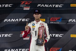 #44 BMW M2 CS (Cup) of Colin Garrett, Rooster Hall Racing, TC America, TCX, SRO America, New Orleans Motorsports Park, New Orleans, LA, May 2022. | Brian Cleary/SRO