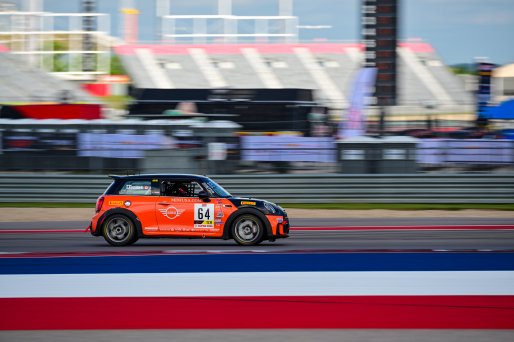 #64 Mini JCW (2019 - ) of MINI JCW Team, driven by Alain Lauziere, TCA SRO America, Circuit of the Americas, Austin, Texas, May 2023
 | &copy;Copyright: Frederick Hardy II / SRO 2023/  

All rights reserved. No Usage Without Permission