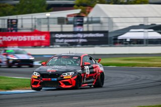 #44 BMW M2 CS (Cup) of Rooster Hall Racing, driven by Colin Garrett, TCX Indiana, Indianapolis, Indianapolis Motor Speedway, Oct. 2023, SRO America
 | &copy;Copyright: Frederick Hardy II / SRO 2023/  

All rights reserved. No Usage Without Permission