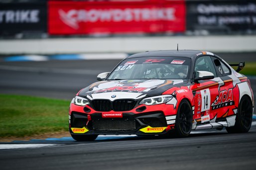 #14 BMW M2 CS (Cup) of AOA Racing, driven by Kenny Schmied, TCX Indiana, Indianapolis, Indianapolis Motor Speedway, Oct. 2023, SRO America
 | ©Copyright: Frederick Hardy II / SRO 2023/  

All rights reserved. No Usage Without Permission